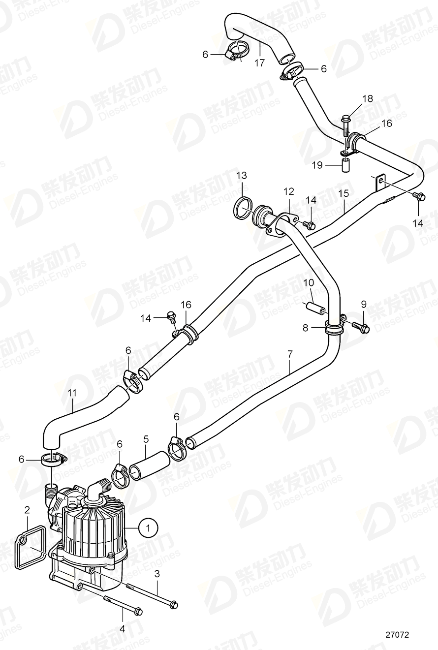 volvo penta Oil separator 20499419 Drawing volvo penta Oil separator 20499419 Drawing